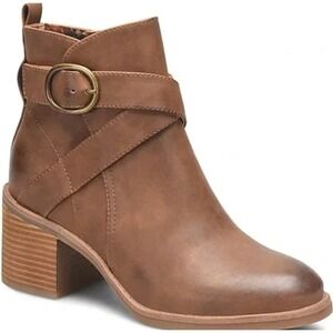 BOC Size 9 Brown Vegan Leather Buckle Strap Ankle Boots NEW Foxy B.O.C. $140